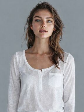 Nwt Rails White Semi Sheer Henley Long Sleeve Pocket Tee Capsusule Minimalist M